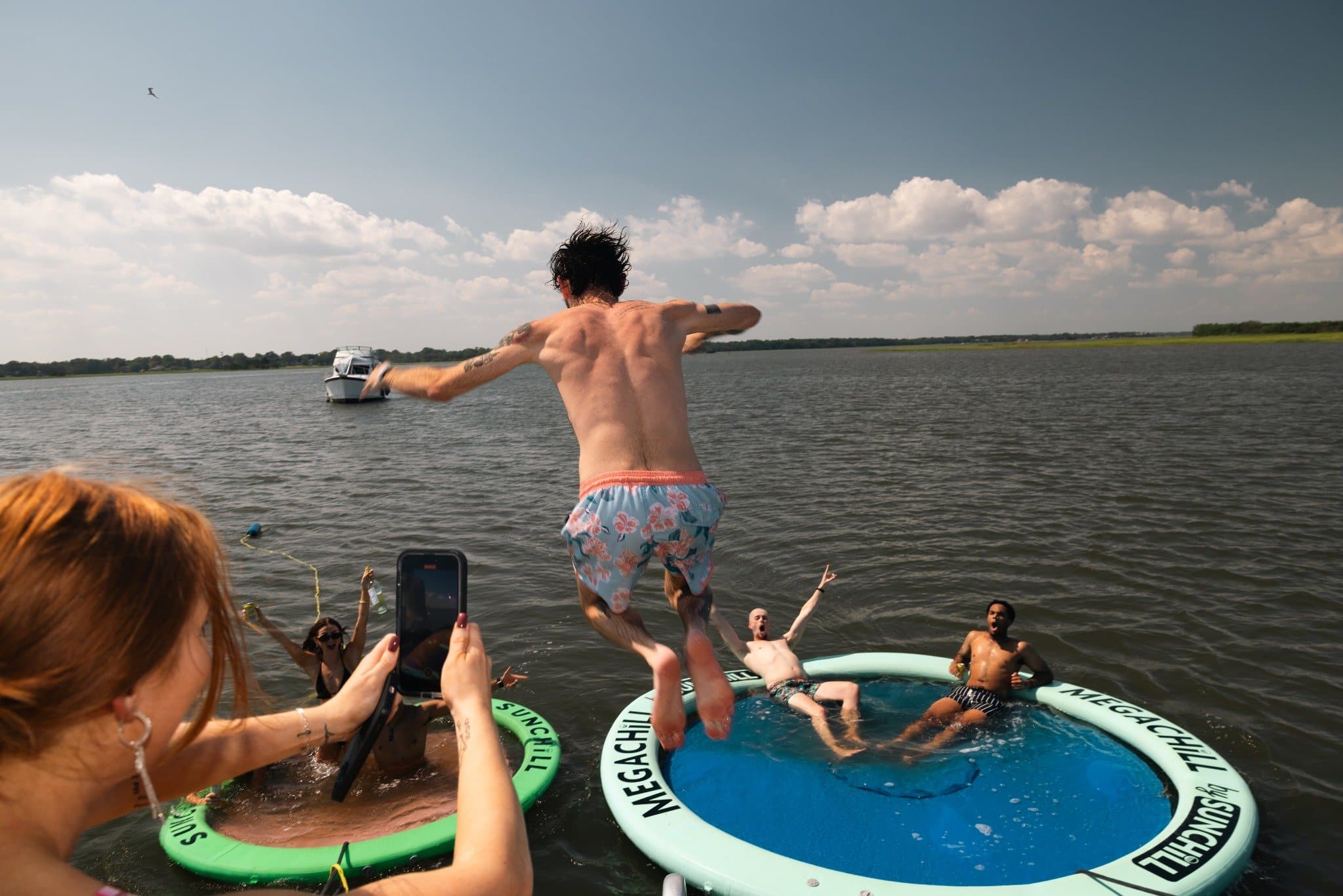 Swimming in a private party boat in Charleston SC Swimming in a private party boat