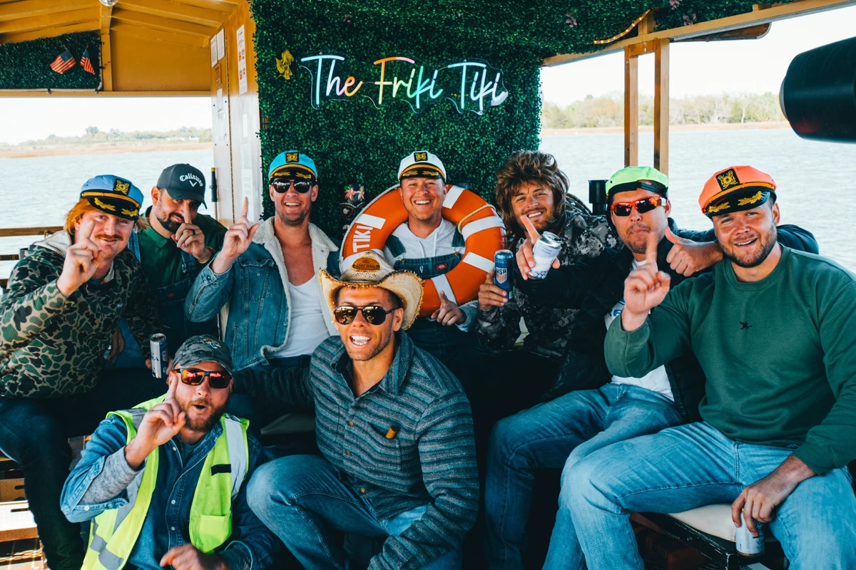 charleston-bachelor-party-harbor-cruise Bachelor party group on Charleston Harbor party boat cruise