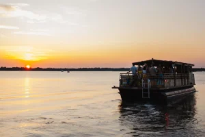 Charleston harbor sunset boat cruise with bachelorette party on the Friki Tiki