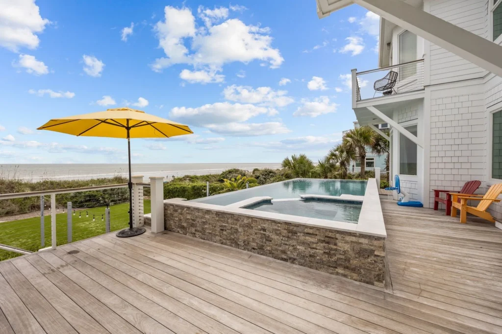 isle-of-palms-beach-house-bachelorette-rental Isle of Palms beach house rental with ocean view and private pool for a Charleston bachelorette party